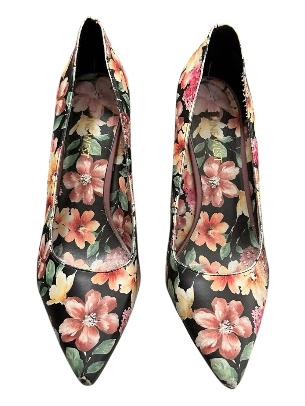 Nine West jackpot Floral Pointed Close Toe Pumps Slip On  Heels Women's Size 7.5